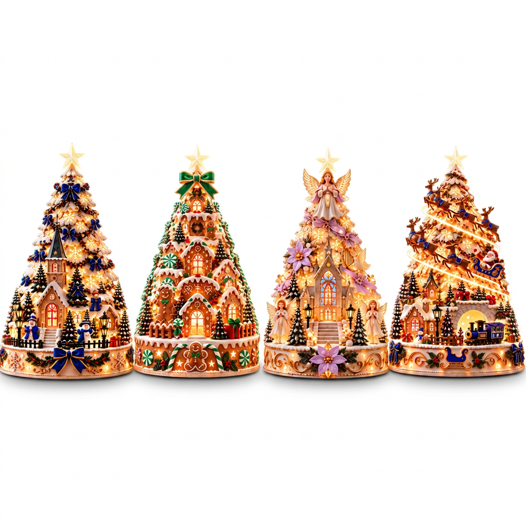 Christmas Lightscape Tree collection on white background