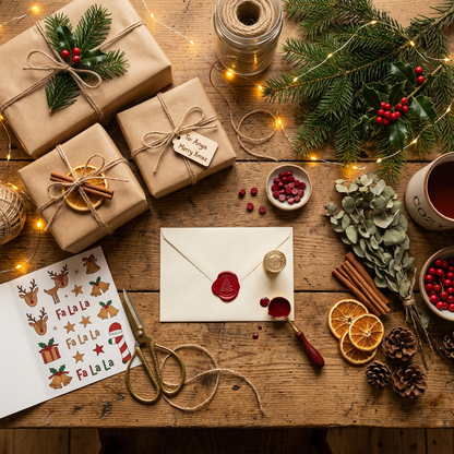 Christmas Gift Wrapping Kit - Lifestyle Flat Lay