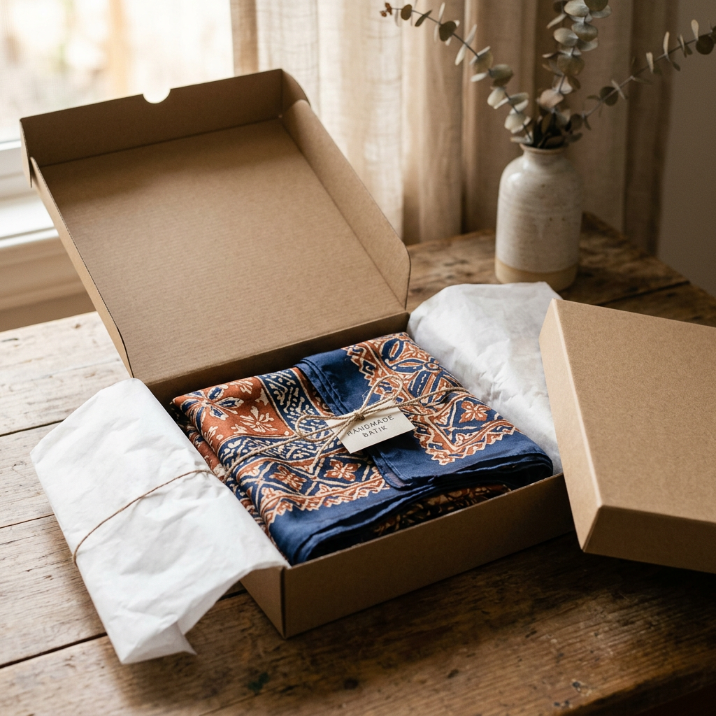 Batik Scarf Gift Box Unboxing Detail