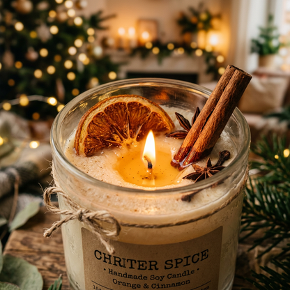Christmas Spiced Candle Macro Detail