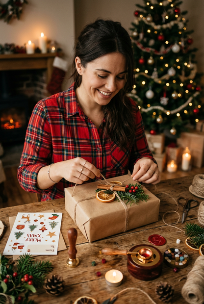 Model Tying Jute Twine on Wrapped Gift - Shot 2