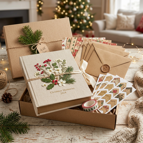 Christmas Memory Scrapbook Photo Album Gift Set - Hero Shot