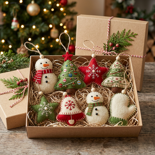 Handmade Wool Felt Christmas Ornament Gift Set - Hero Shot