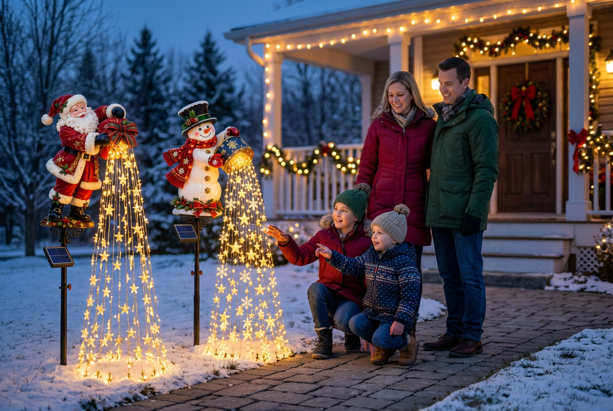 AI-generated North American family holiday garden scene