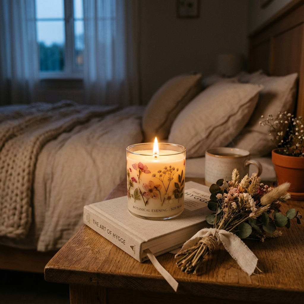 Lit Candle Bedroom Lifestyle