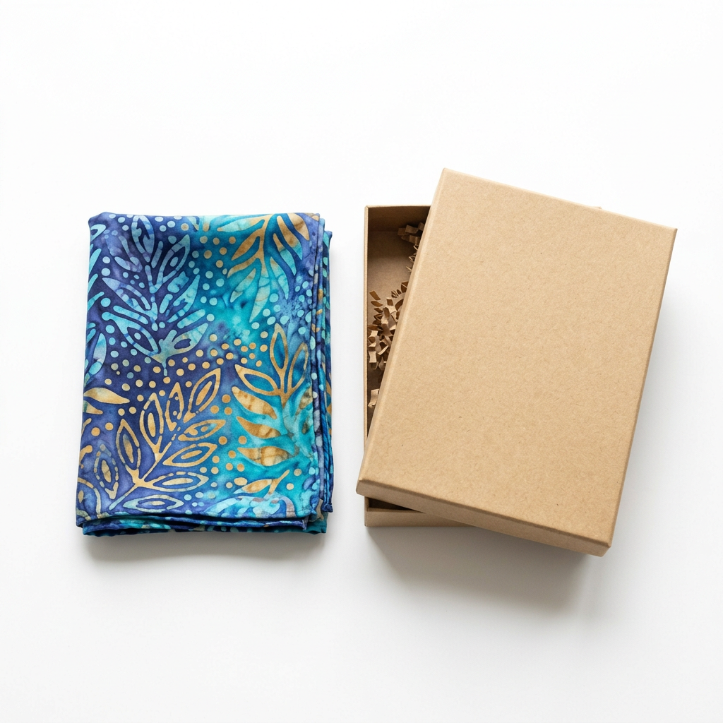 Batik Silk Scarf Set - White Background Shot