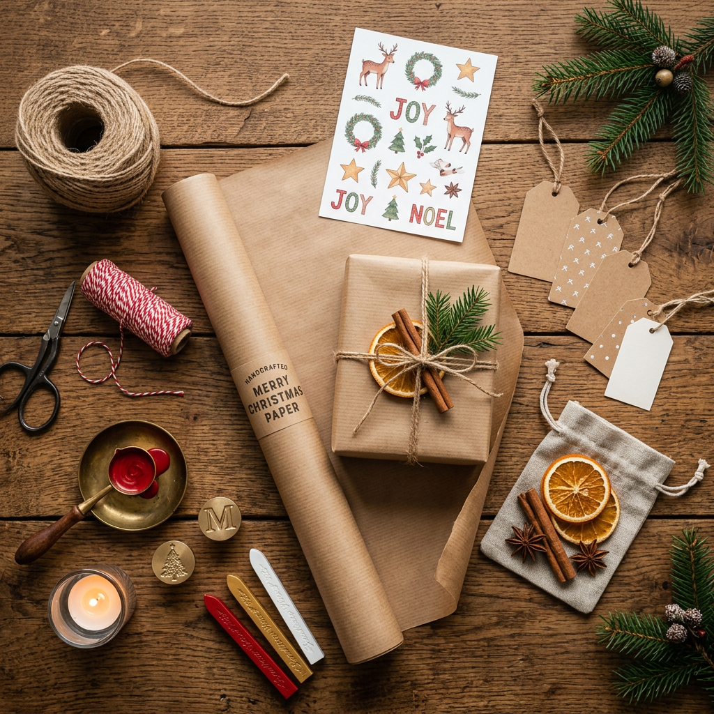 Christmas Wrapping Set - Rustic Top Down
