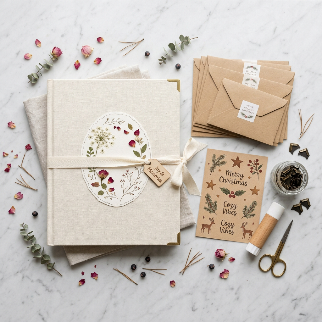 Christmas Scrapbook Set - Marble Top Down