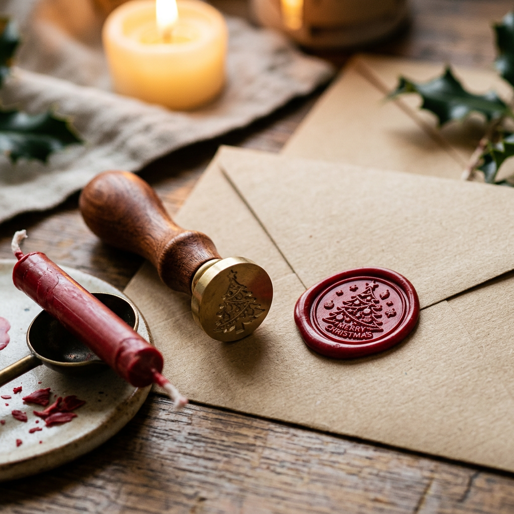 Wax Seal Stamp and Red Wax Detail