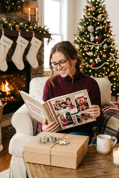 Model Holding Open Christmas Scrapbook Album - Shot 2