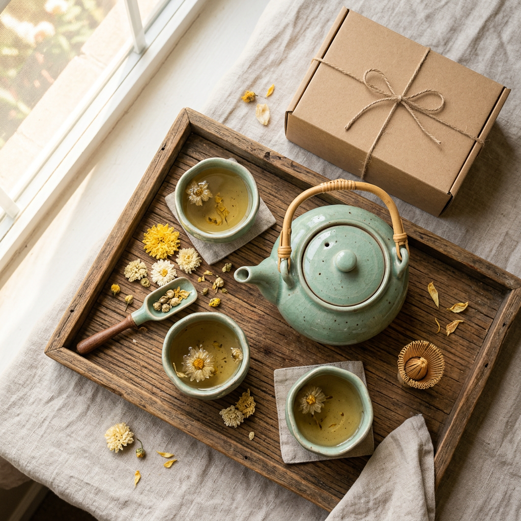 Ceramic Tea Set - Lifestyle Flat Lay