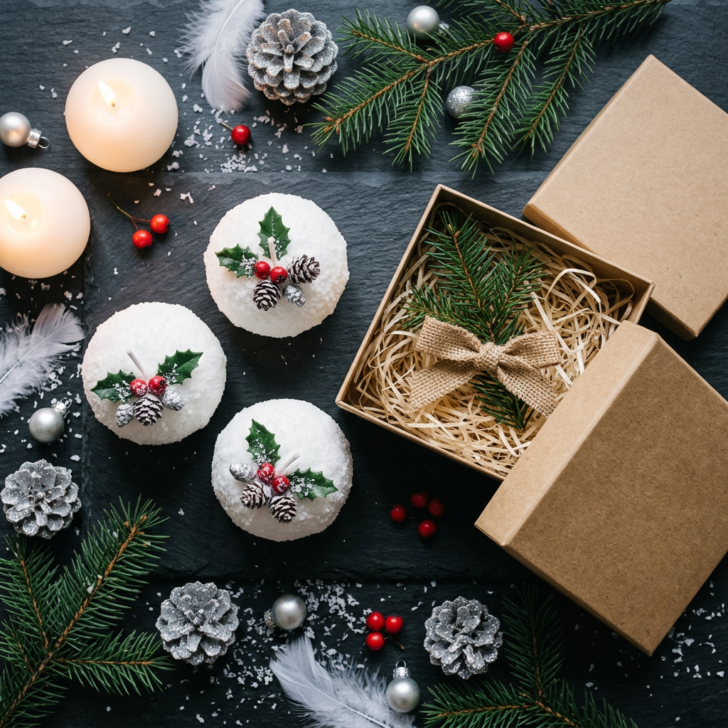 Snowball Candle Set - Lifestyle Flat Lay