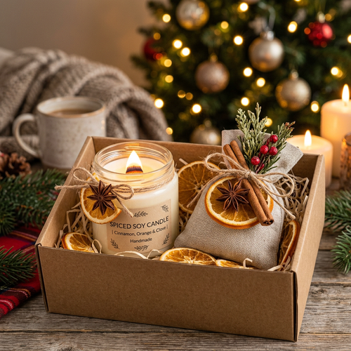 Christmas Spiced Candle and Mulled Wine Spice Gift Set - Hero Shot