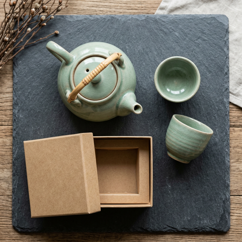 Ceramic Tea Set - Top Down View