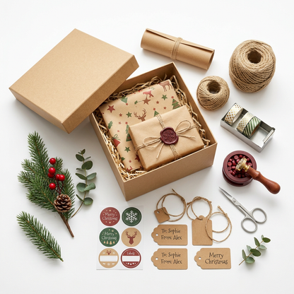 Christmas Gift Wrapping Set - White Background