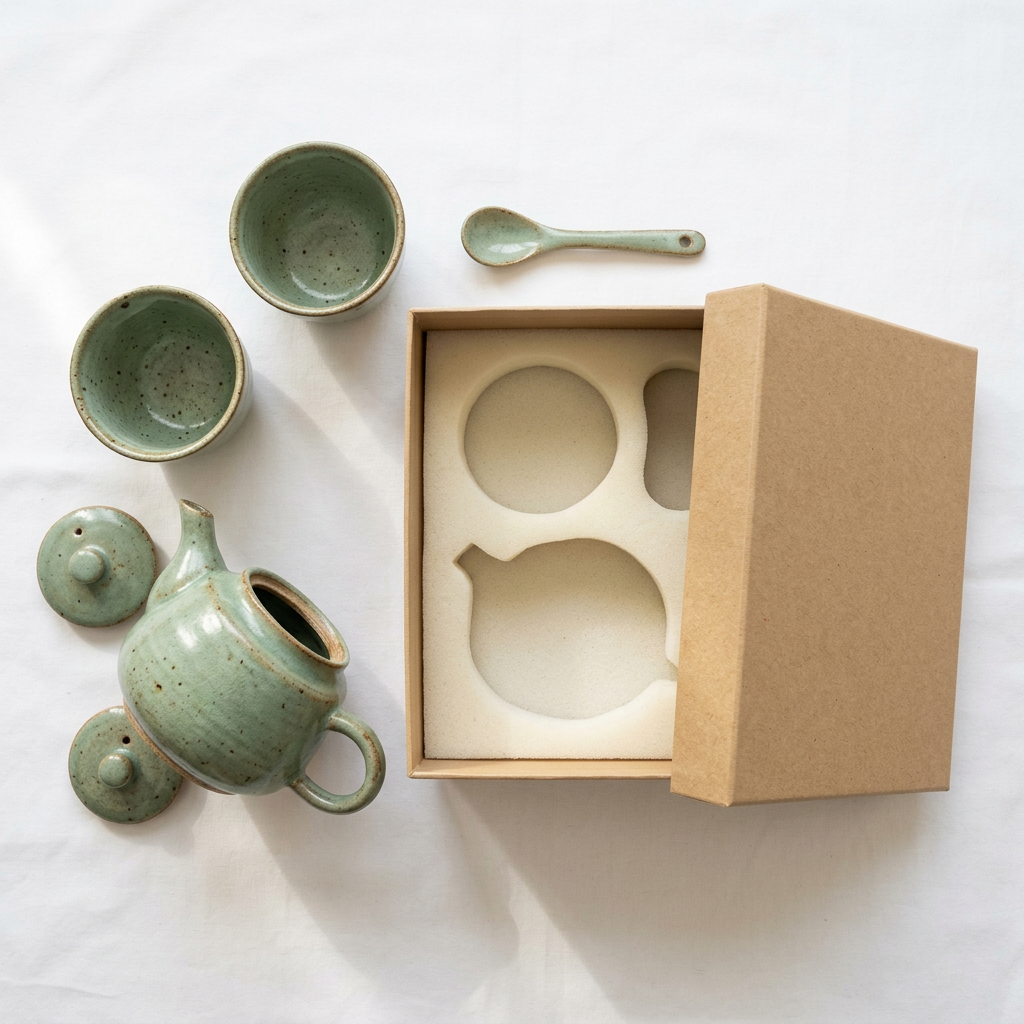 Ceramic Tea Set - Components Flat Lay