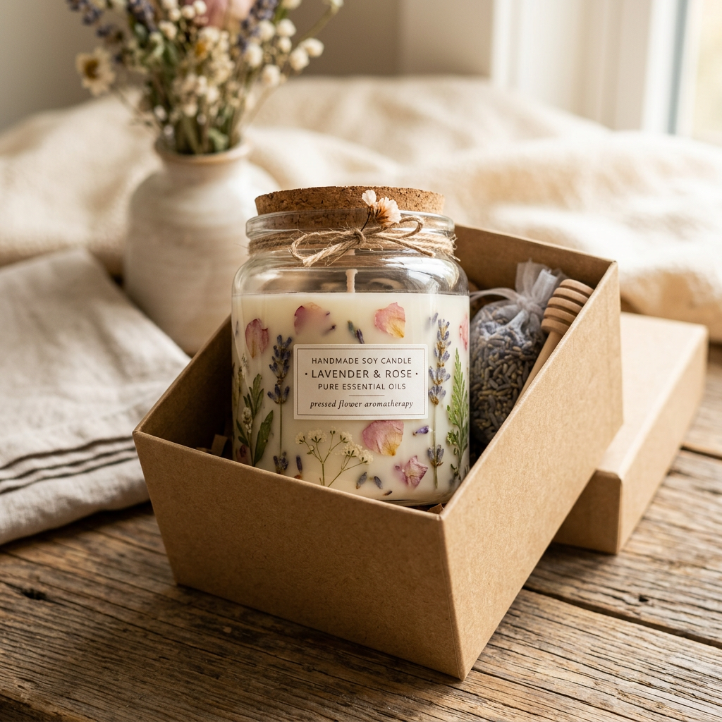 Pressed Flower Soy Candle Gift Set - Hero Shot