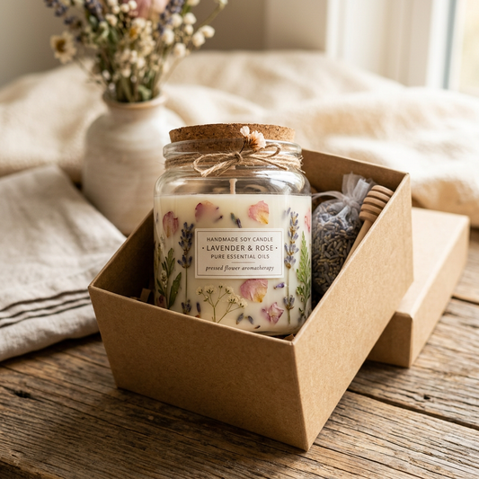 Pressed Flower Soy Candle Gift Set - Hero Shot