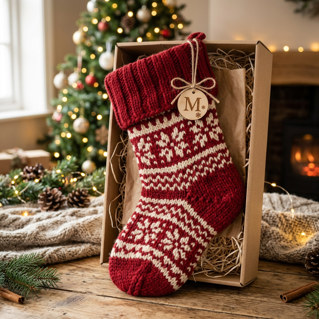 Handmade Knitted Christmas Stocking Gift Set - Hero Shot