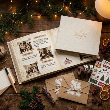 Christmas Scrapbook Gift Set - Lifestyle Flat Lay