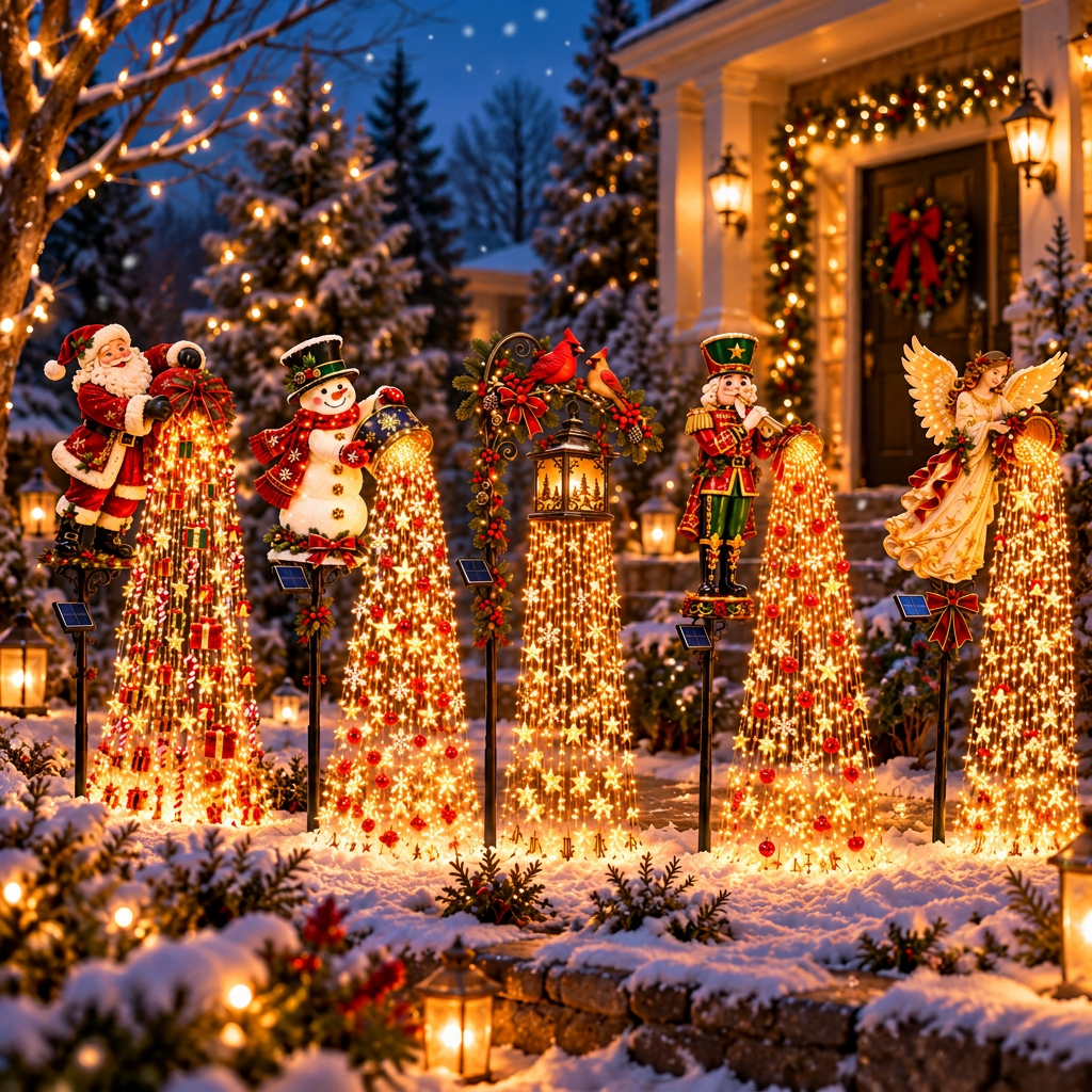 Christmas starlight cascade solar garden stakes collection hero